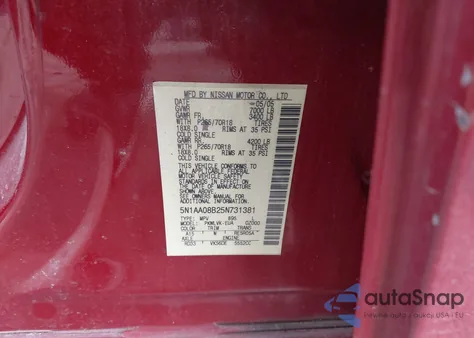 2005 Nissan Armada Le из США, поврежденный, VIN 5N1AA08B25N731381